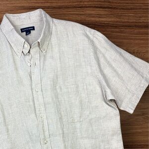 Lands’ End Men’s Linen Short Sleeve Casual Button Down Shirt. Large